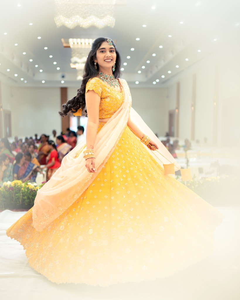Bridal lehenga twirl candid wedding photography